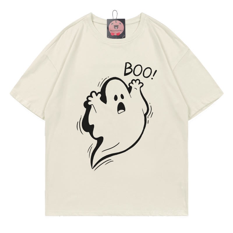 BOOゴーストプリントTシャツ - ベージュ - 5XL - image 3