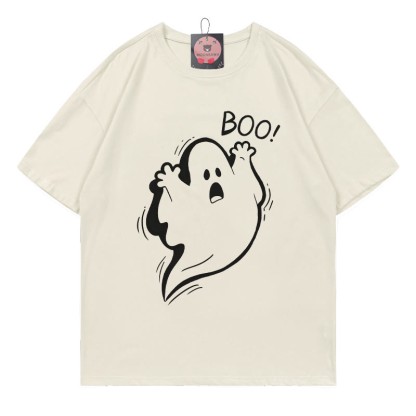 BOOゴーストプリントTシャツ - ベージュ - 5XL - image 3