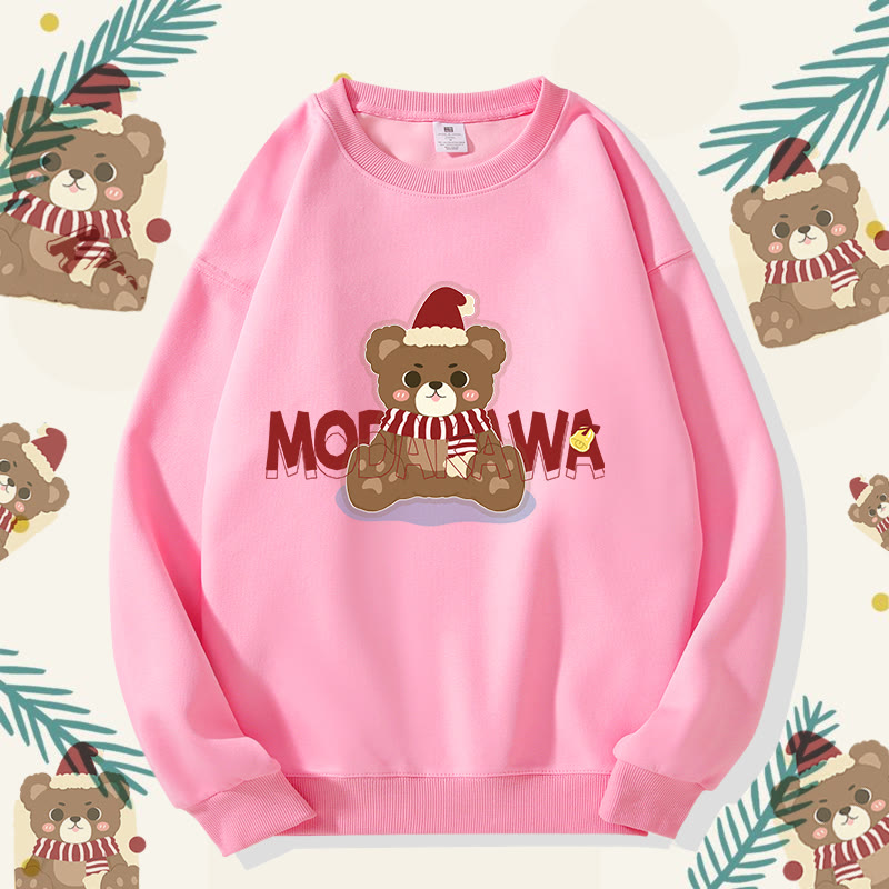 MODAKAWA クリスマスベア グラフィック ユニセックス スウェットシャツ - Pink B - 5XL - image 6