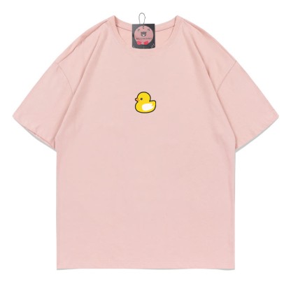 ダックプリント100%綿ModakawaTシャツ - Pink - 5XL - image 5