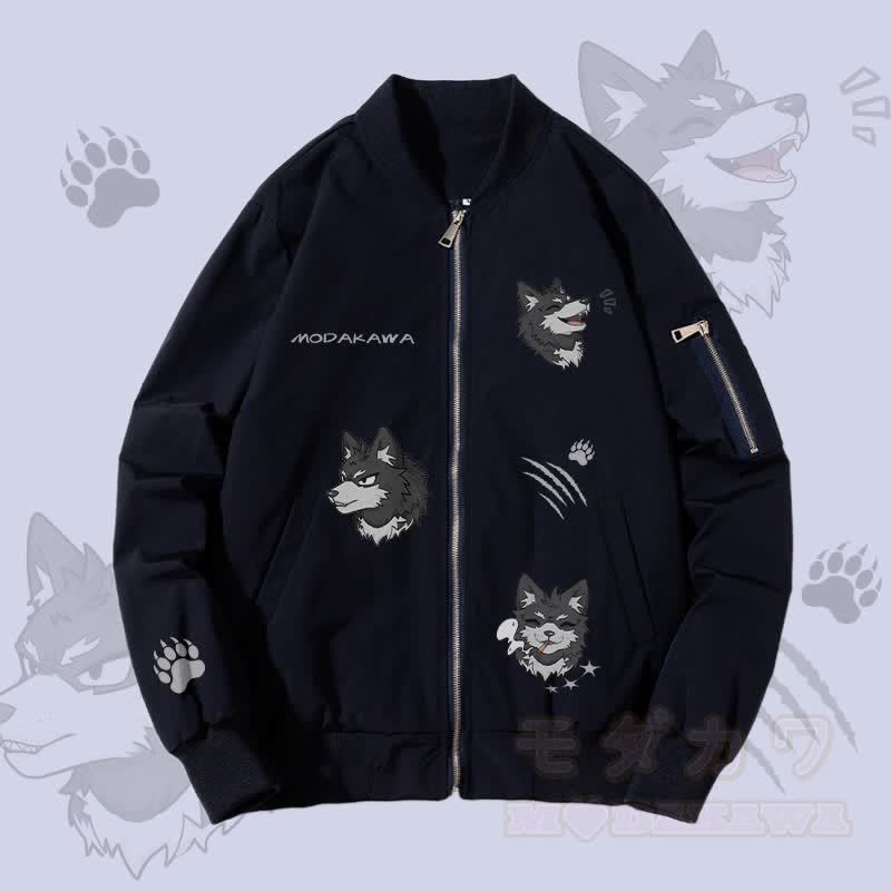 MODAKAWA おもしろ子犬グラフィック ジップアップ アウタージャケット - 濃厚 - 紫がかった青 - 4XL - image 3