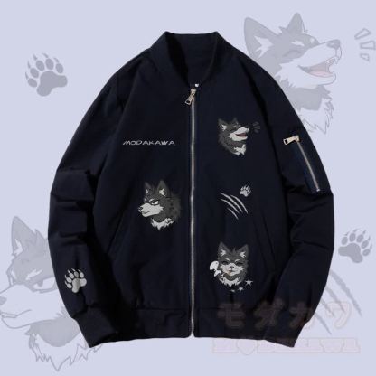 MODAKAWA おもしろ子犬グラフィック ジップアップ アウタージャケット - 濃厚 - 紫がかった青 - 4XL - image 3