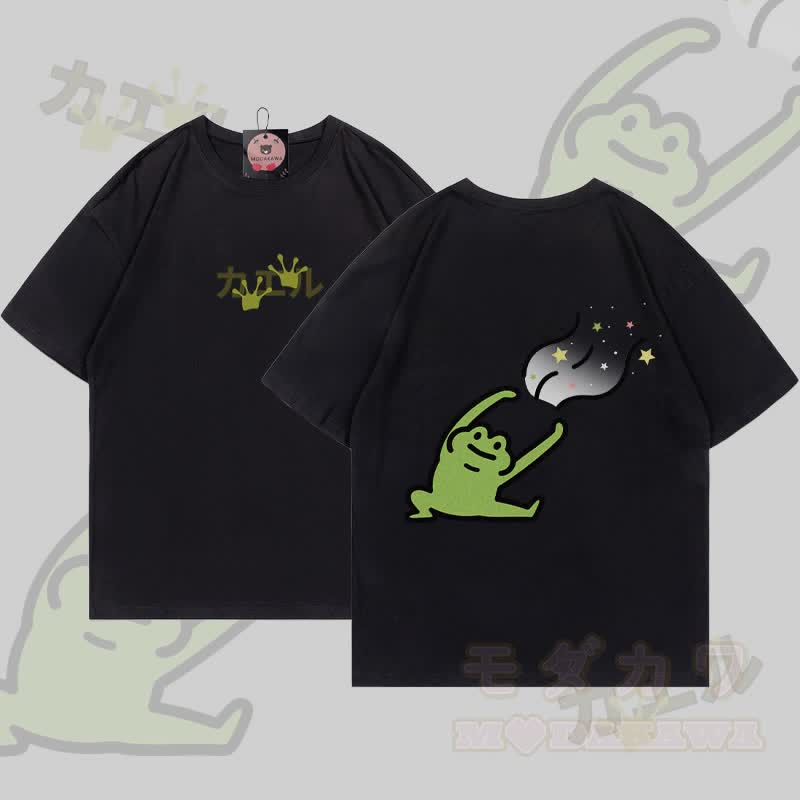 グーフィーフロッググラフィックTシャツ - 黒 - 5XL - image 5