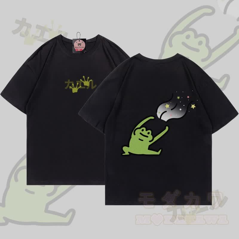 グーフィーフロッググラフィックTシャツ - 黒 - 5XL - image 5