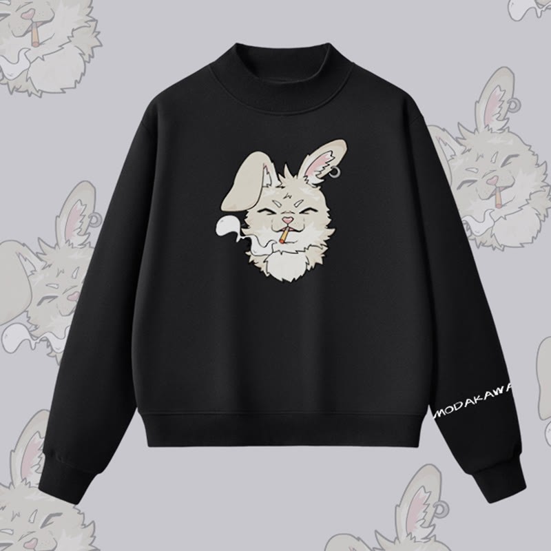 MODAKAWA スモーキングバニー グラフィック 裏起毛 スウェットシャツ - Black - L - image 6