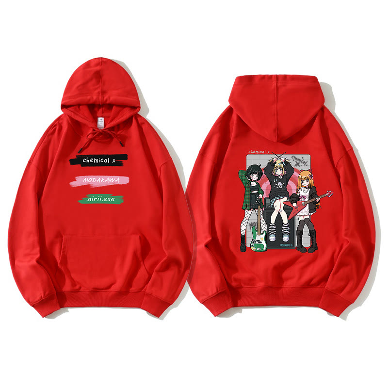MODAKAWA X airii.exeギターガール レタープリント ルーズパーカー - Red - 5XL - image 6