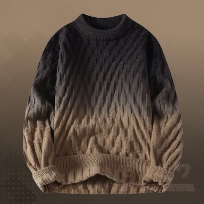 グラデーションニットテクスチャードセーターコーデュロイパンツツーピース - 茶色のセーター - 3XL - image 6