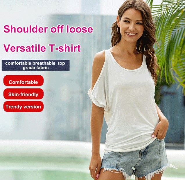 Shoulder Off Loose Versatile T-Shirt