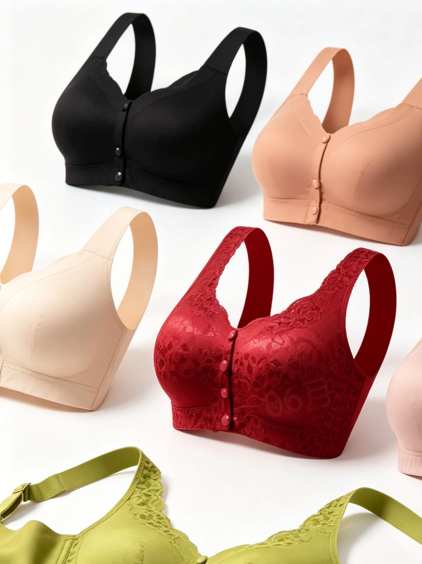 Save sagging and outward expansion: Thin, comfortable, zero-gravity front-closure bra