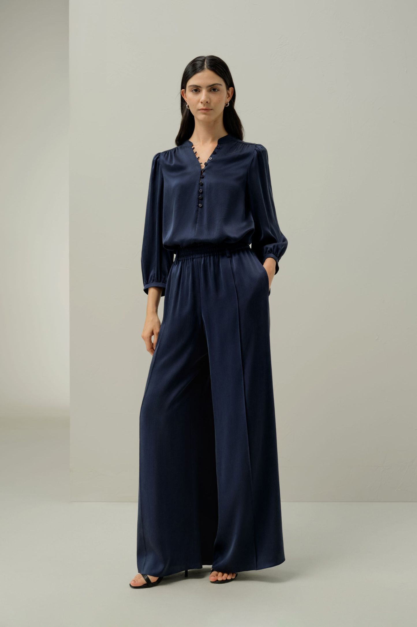 LILYSILK x Melissa Murrell Silk Suede V-Neck Blouse