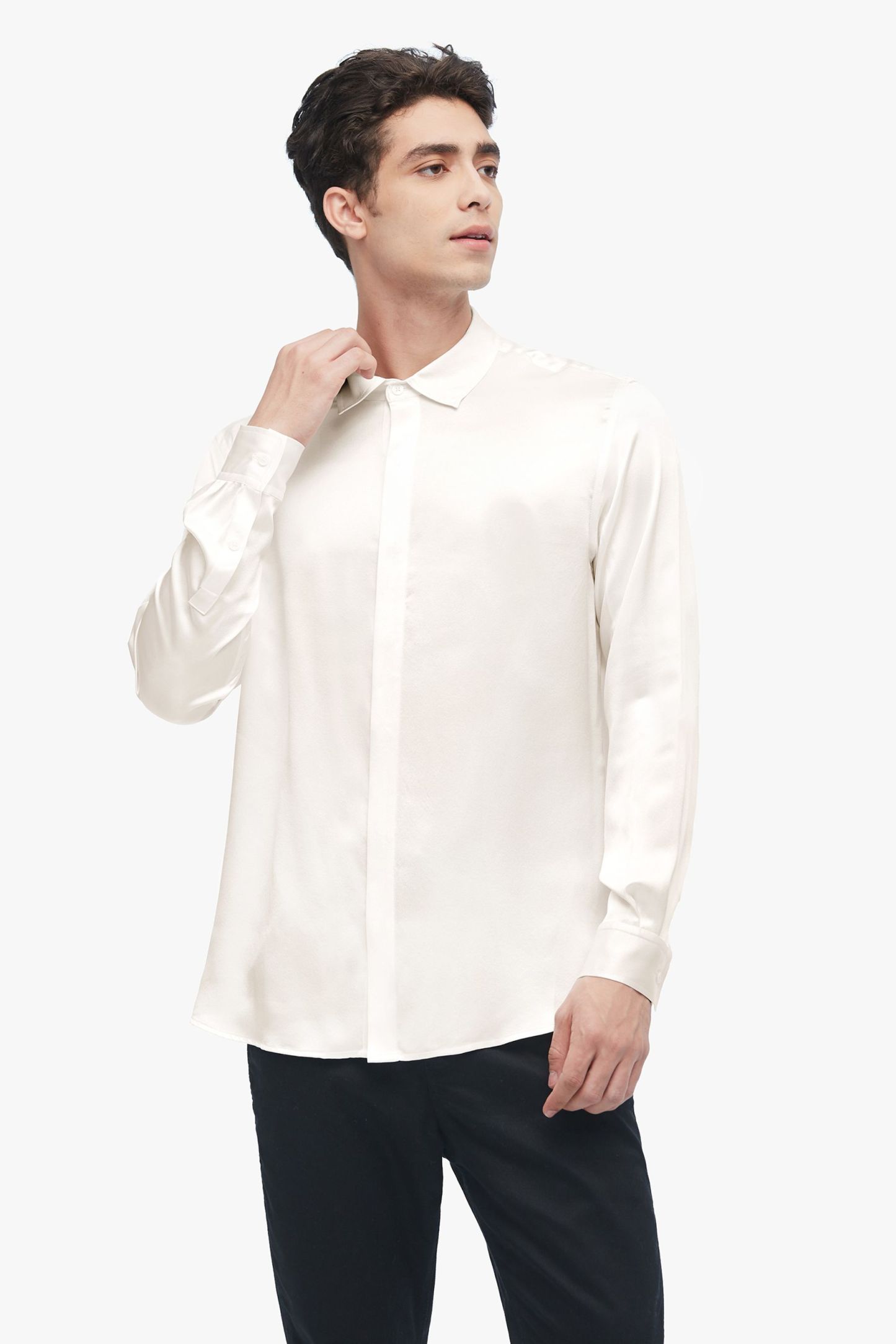 Classic Long Sleeve Silk Shirt For Men