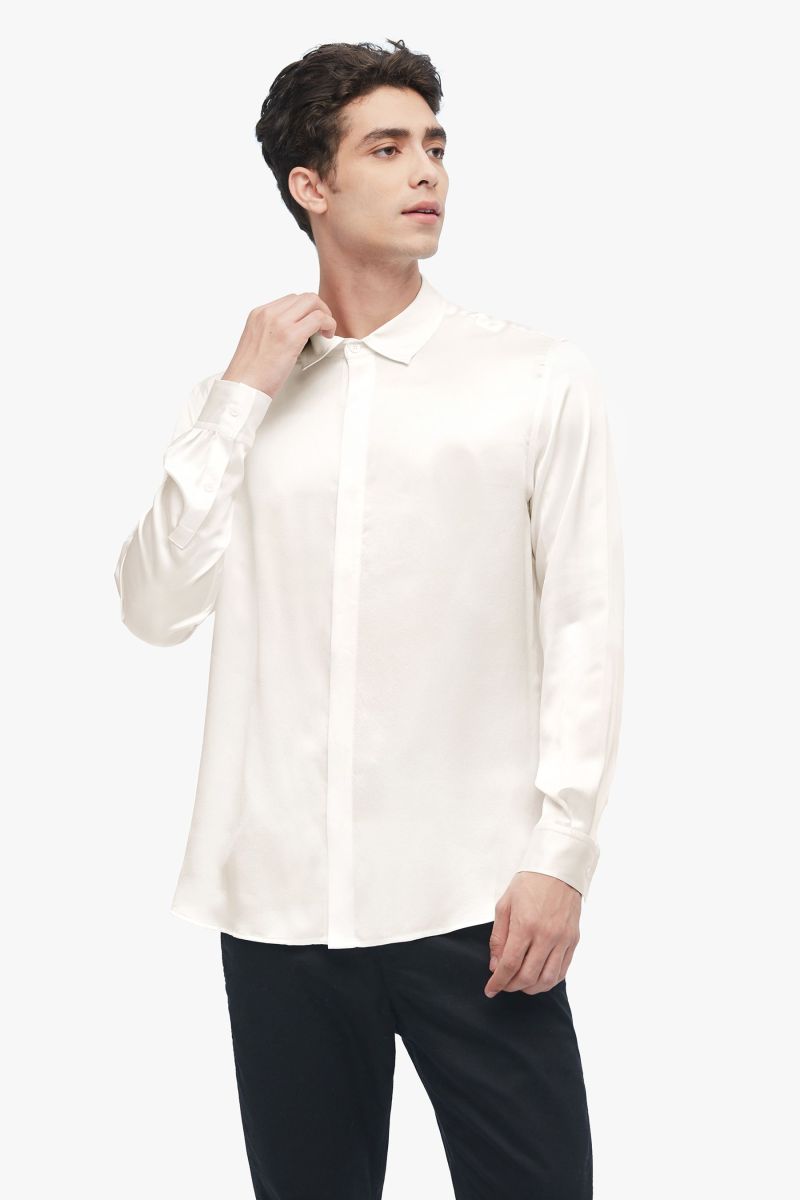 Classic Long Sleeve Silk Shirt For Men