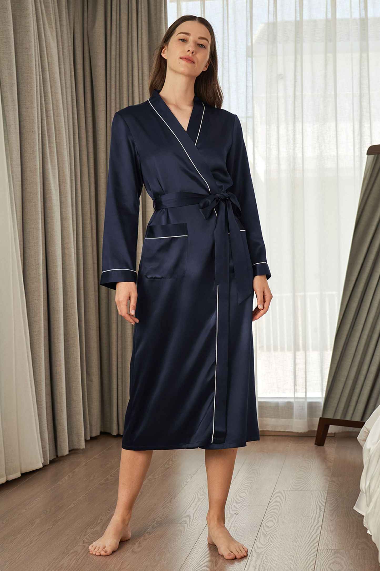 Contra Trim And Full Length Silk Robe