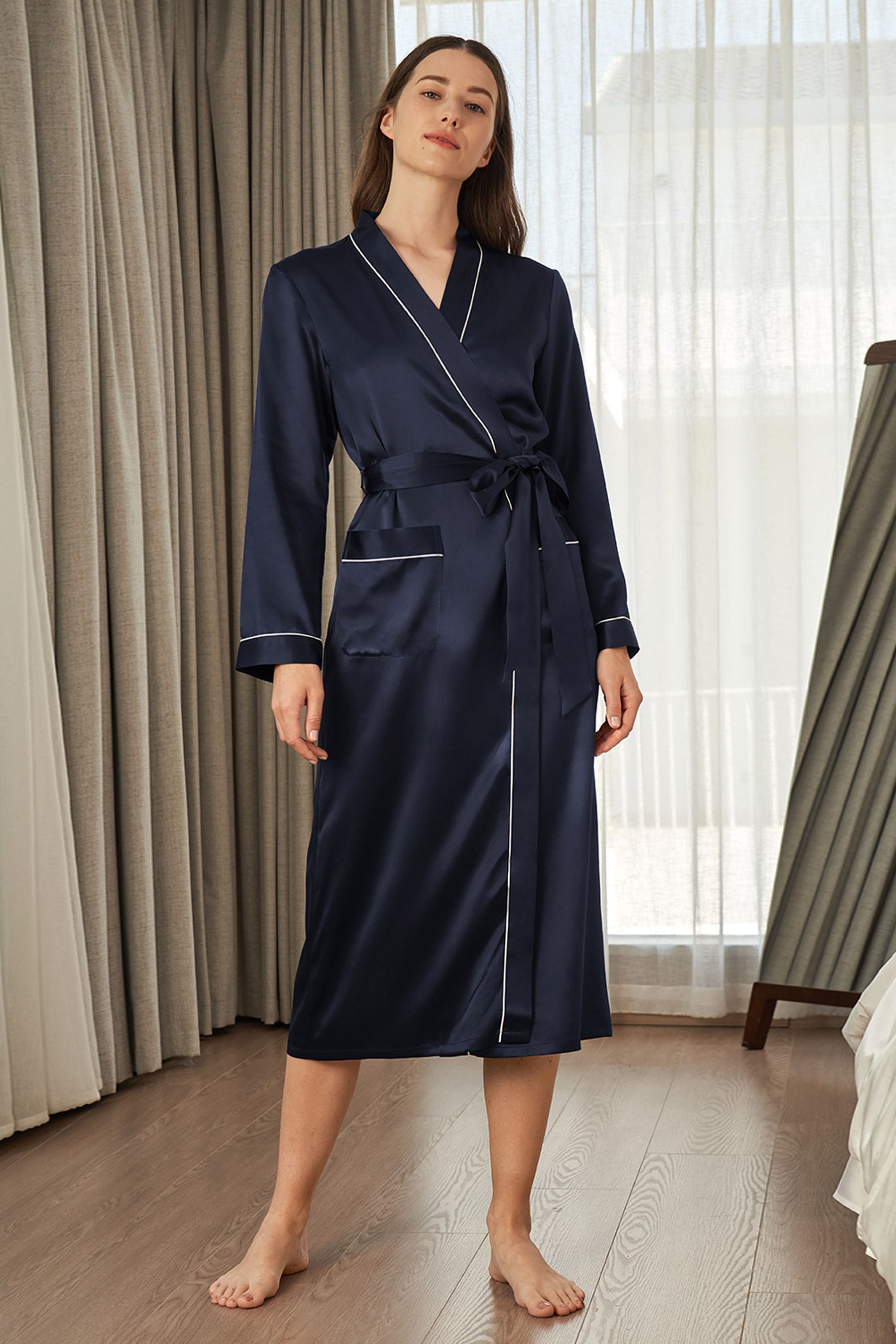 Contra Trim And Full Length Silk Robe