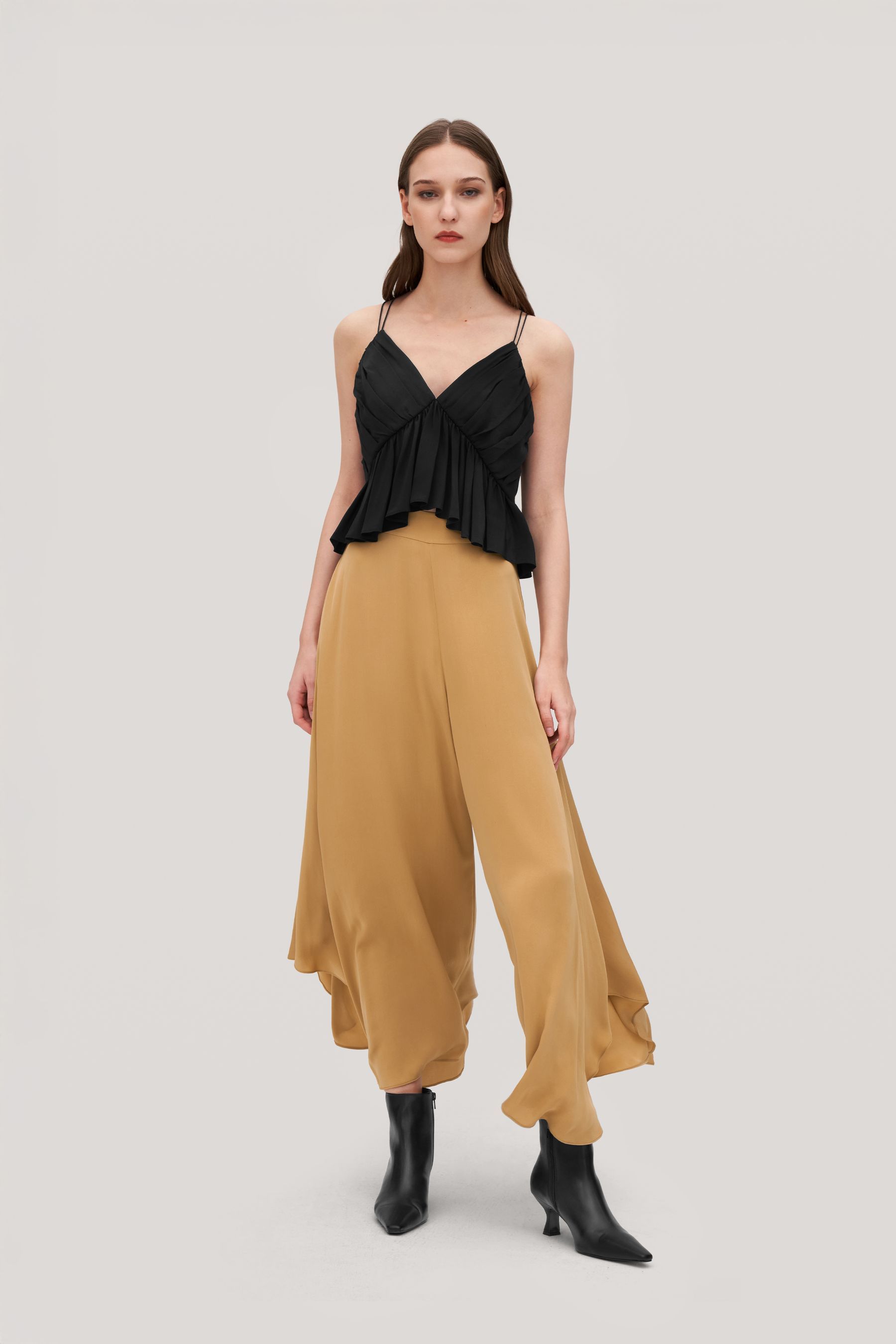 Wide-Legged Silk Fig Pants