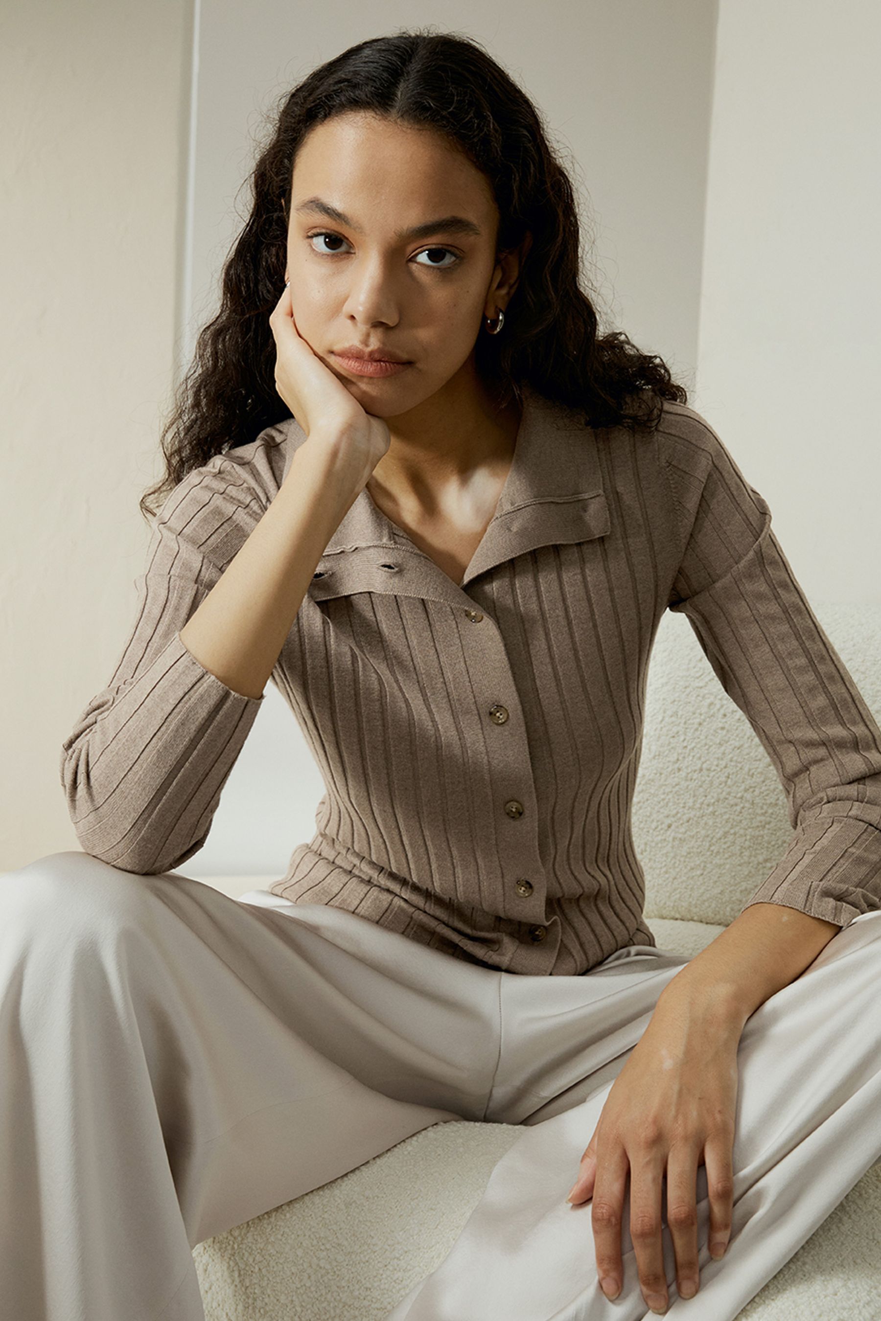 Ribbed Silk-Cashmere Blend Cardigan