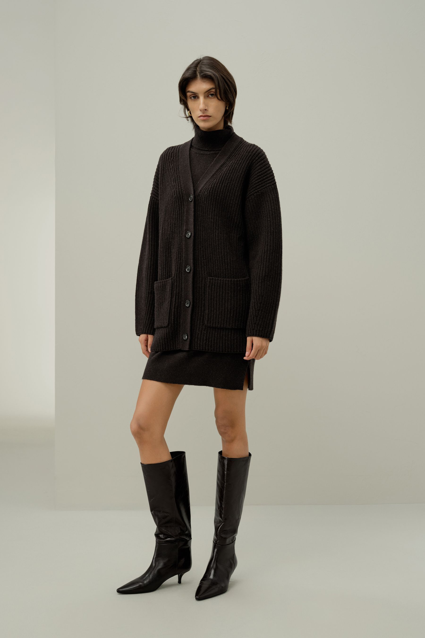 Oversized Ribbed-knit Cardigan