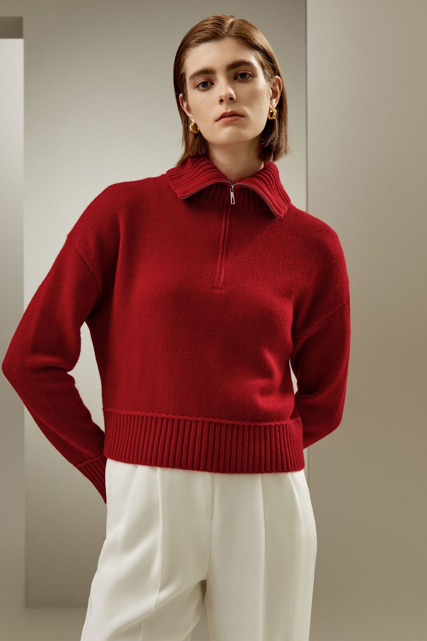 Relaxed Fit Wool-Cashmere Blend Sweater