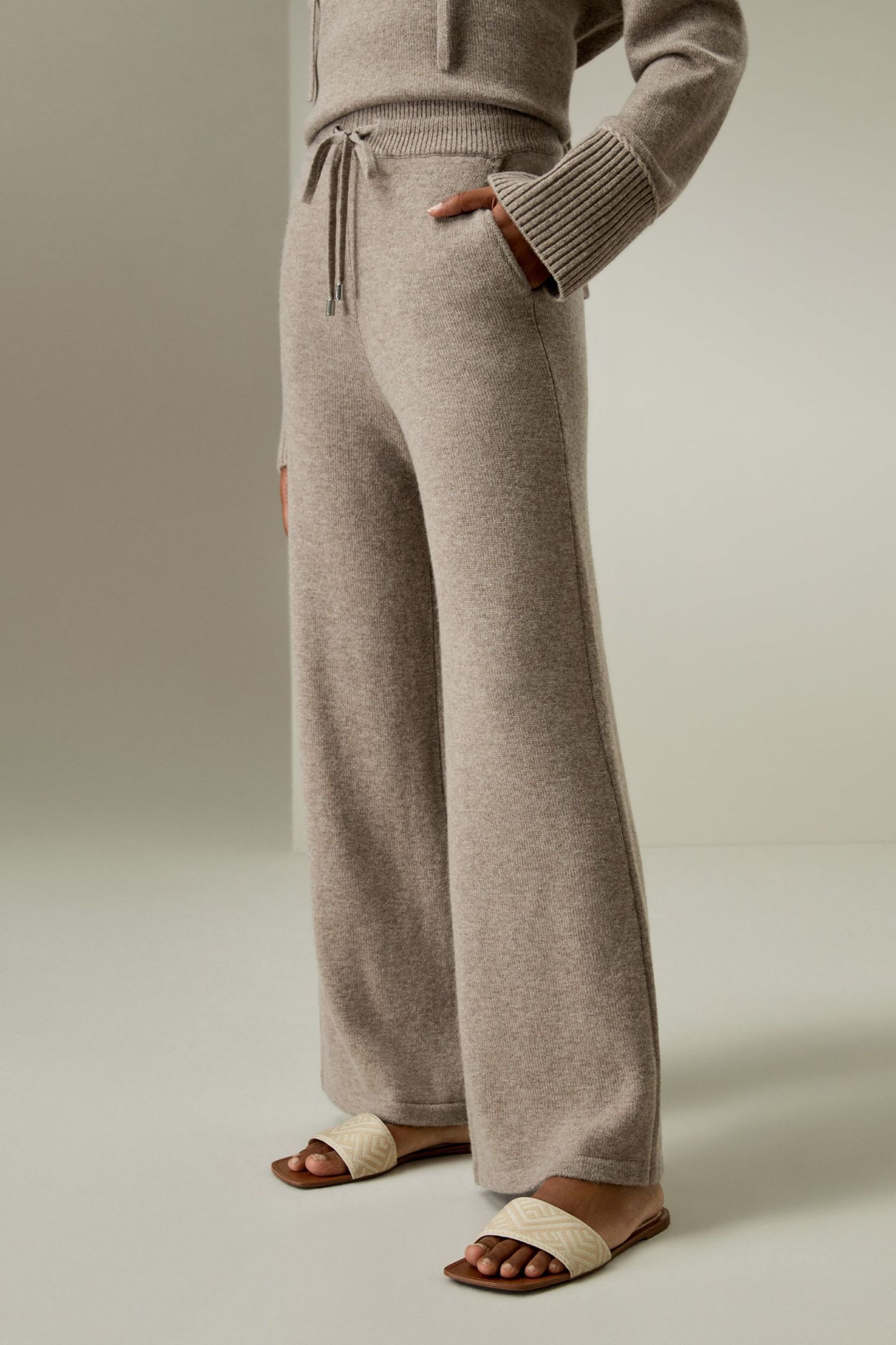 Merino Wool Jersey Wide-Leg Pants