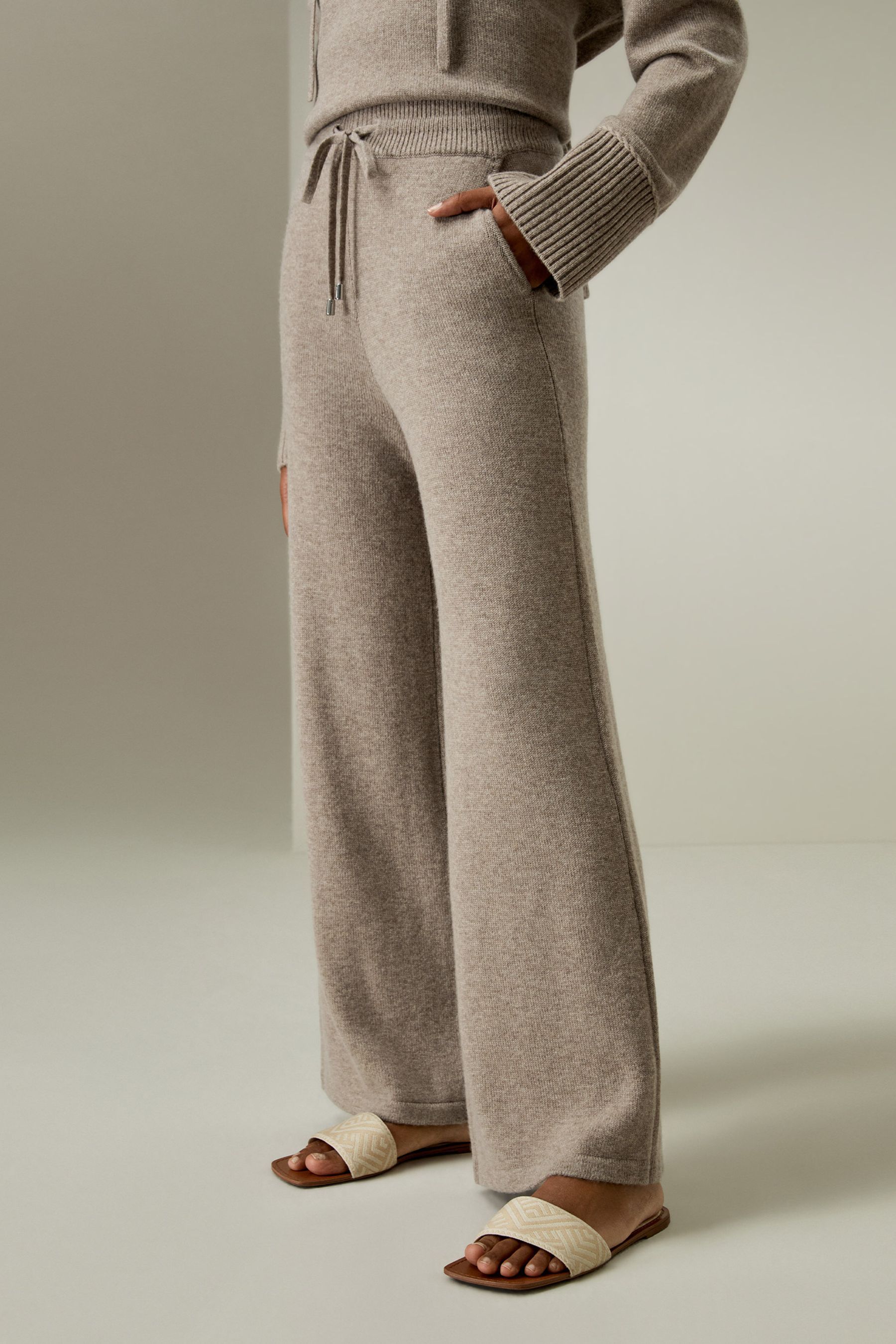 Merino Wool Jersey Wide-Leg Pants