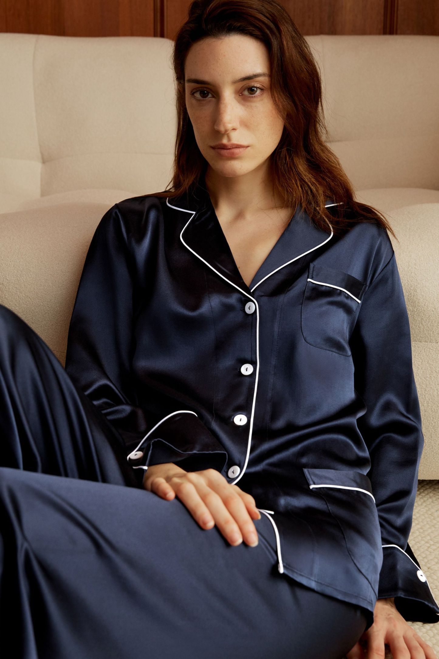 Chic Trimmed women Silk Pajamas Set