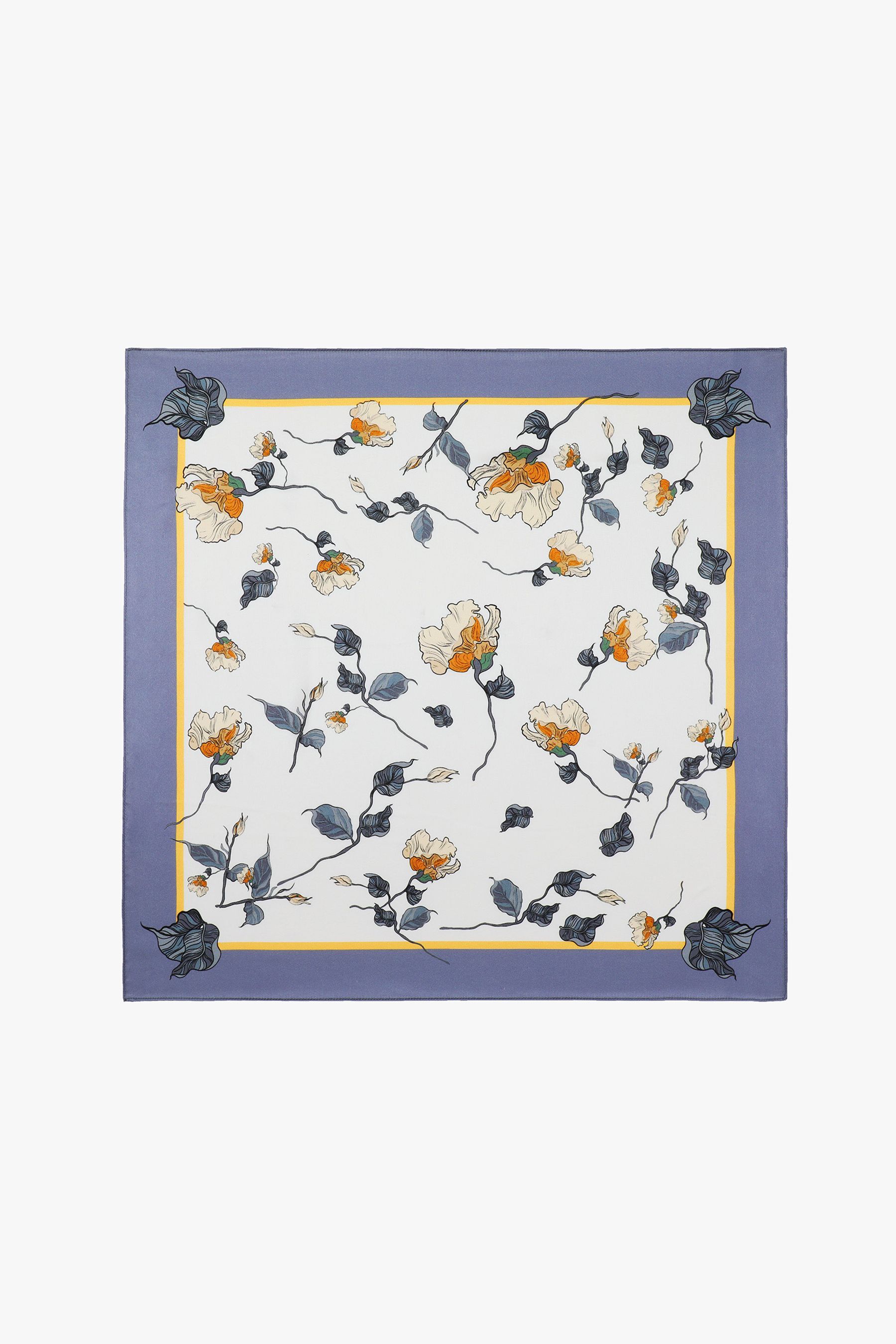Chic Floral Square Silk Scarf