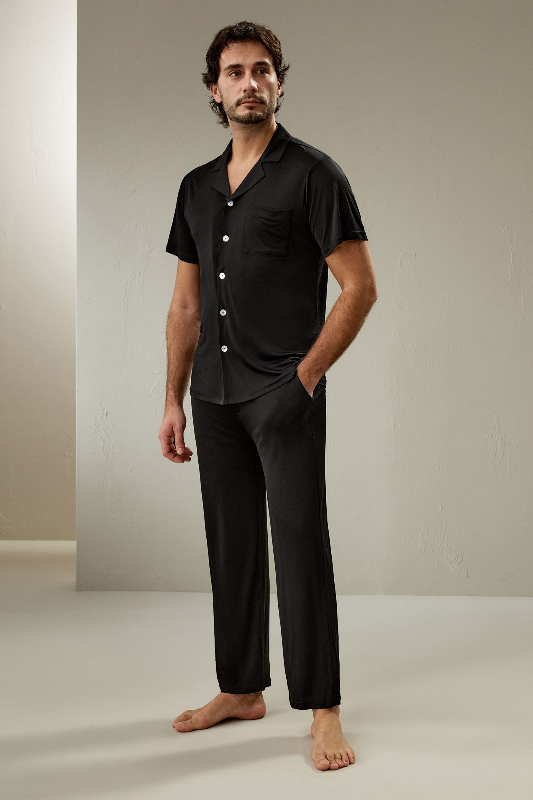 Short sleeves Men Silk Knit Pajama set