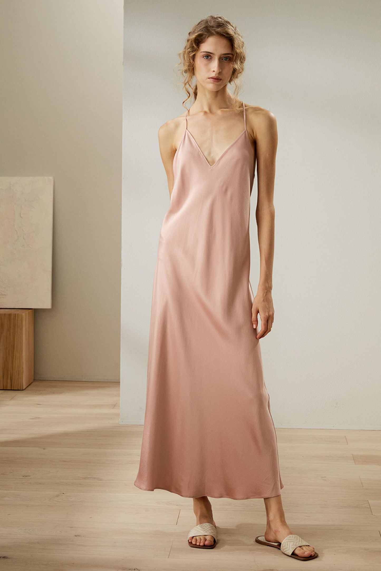 Minimalist Silk Suede Maxi Nightdress