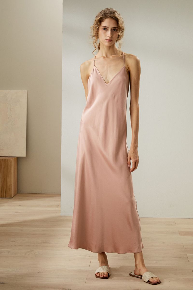 Minimalist Silk Suede Maxi Nightdress