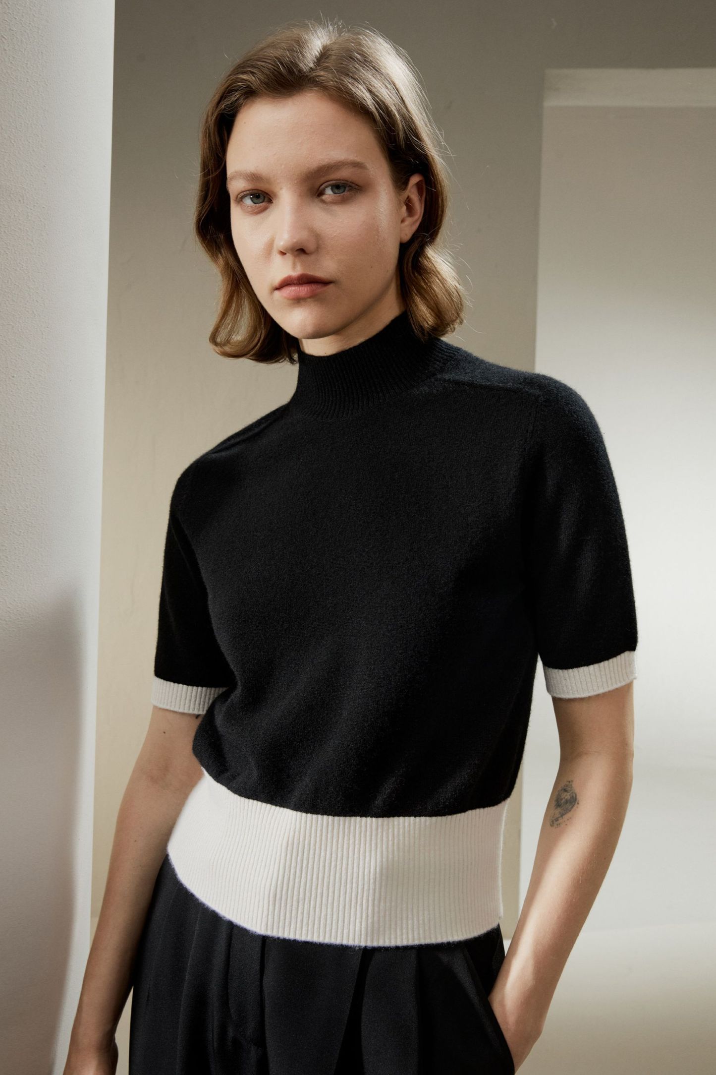 Gemini Mock Neck Cashmere Shirt