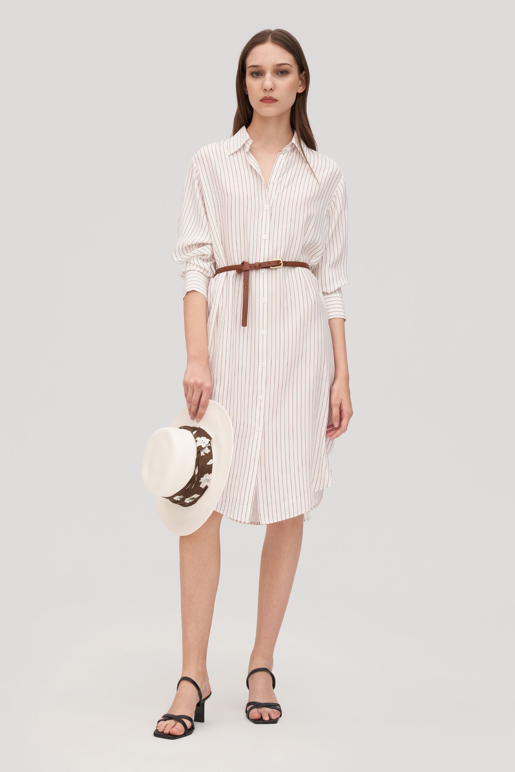 Pinstriped Freesia Shirt Dress