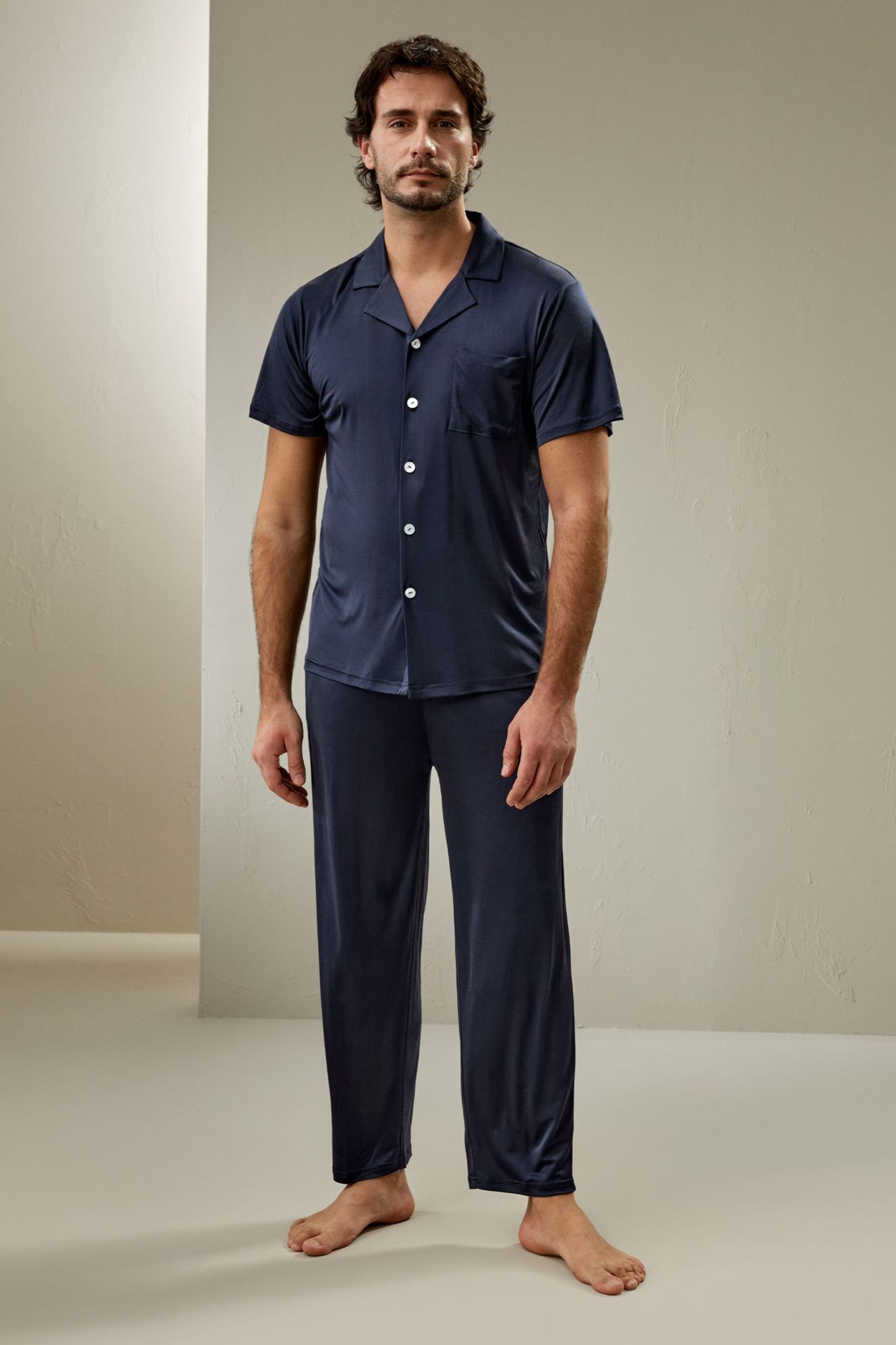 Short sleeves Men Silk Knit Pajama set