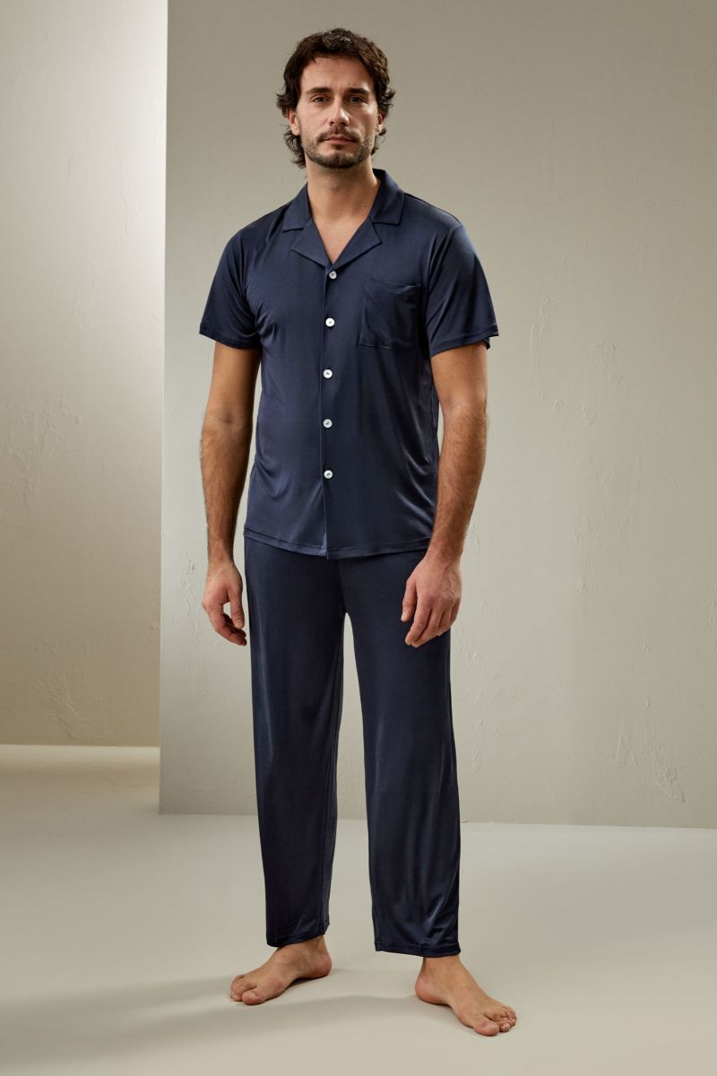 Short sleeves Men Silk Knit Pajama set