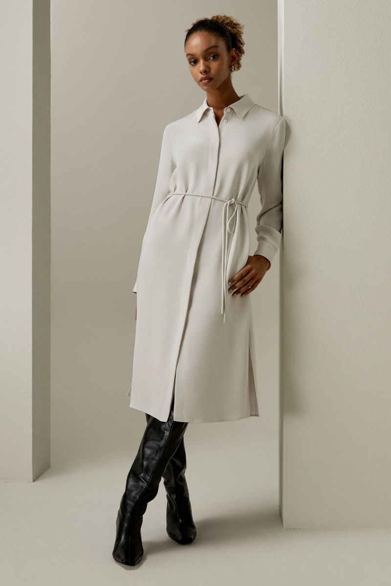 Rope Tie Plain Drape Dress