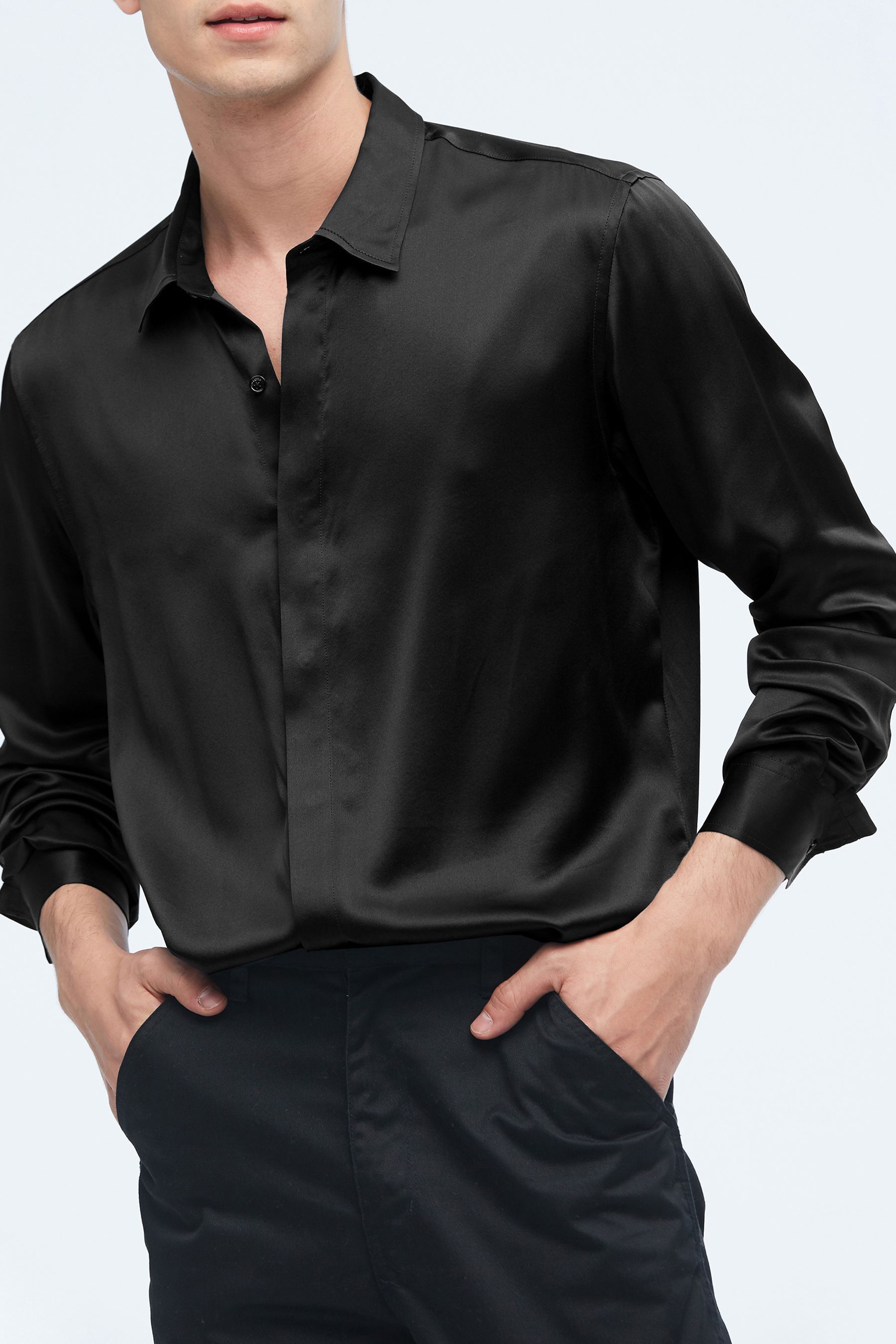 Classic Long Sleeve Silk Shirt For Men