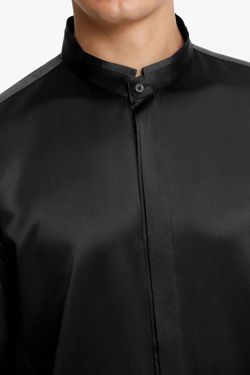 Classic Concealed Placket Silk Men Shirt