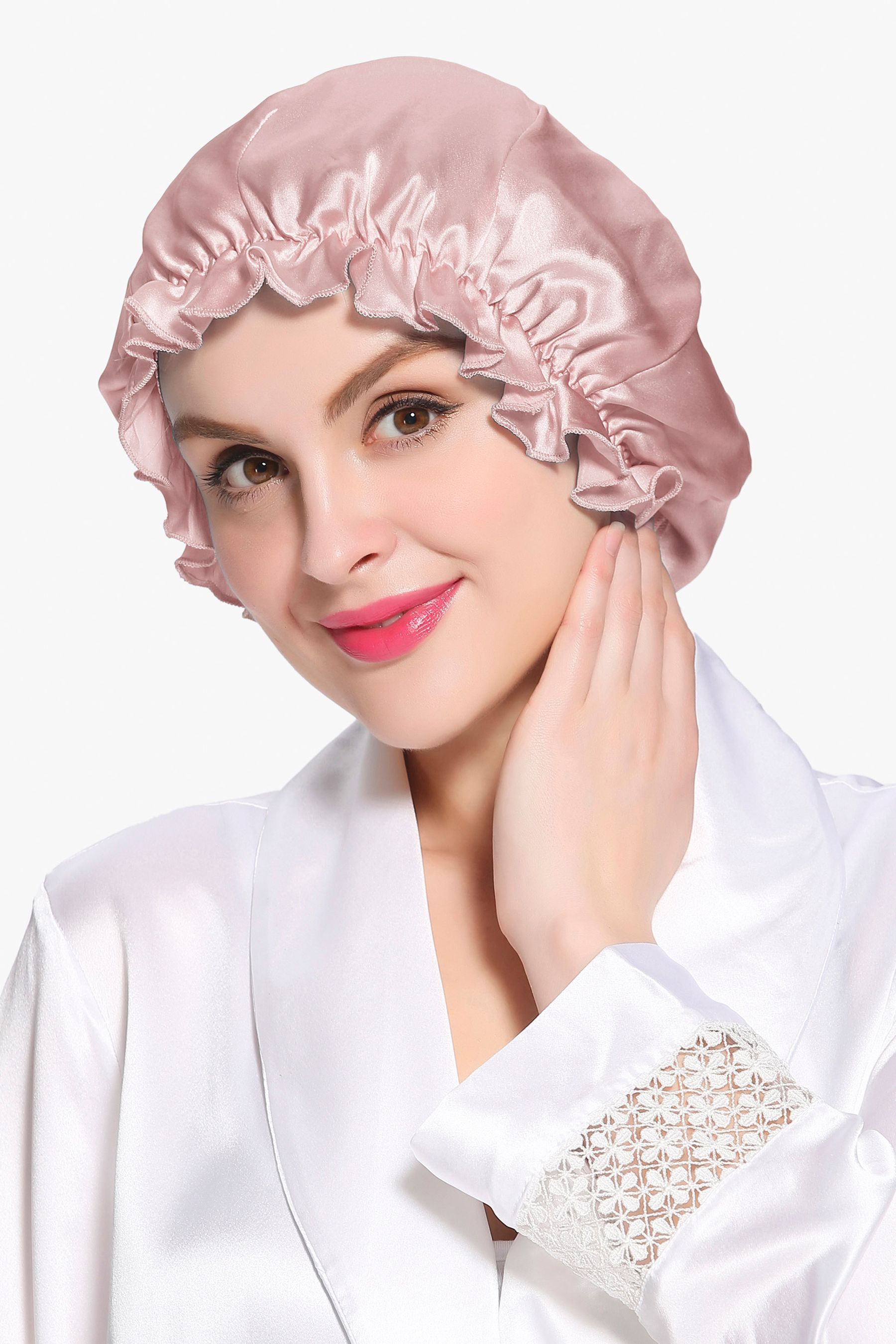 Silk Night Sleep Cap with Flounce