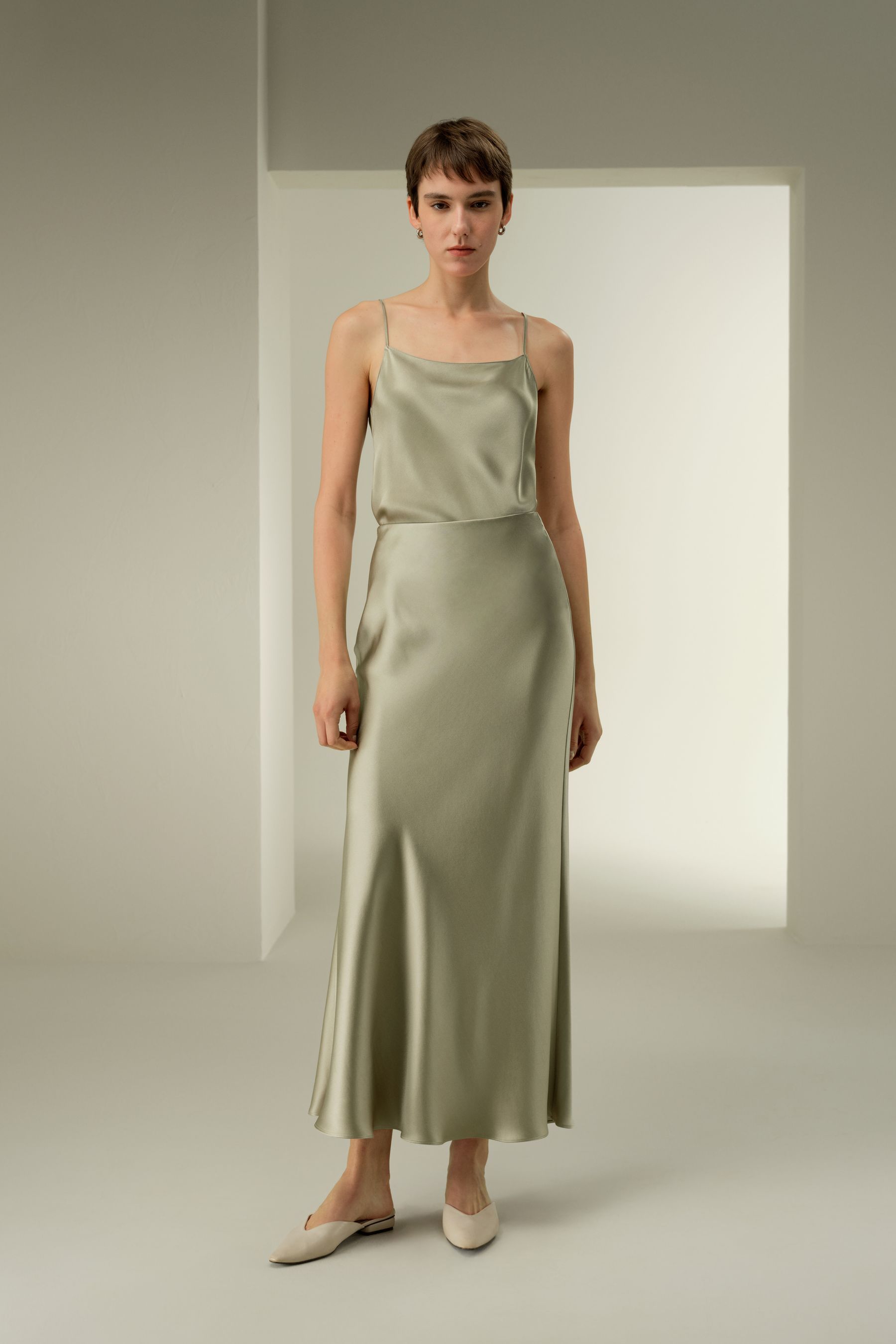 Double-Faced Silk Charmeuse Maxi Skirt