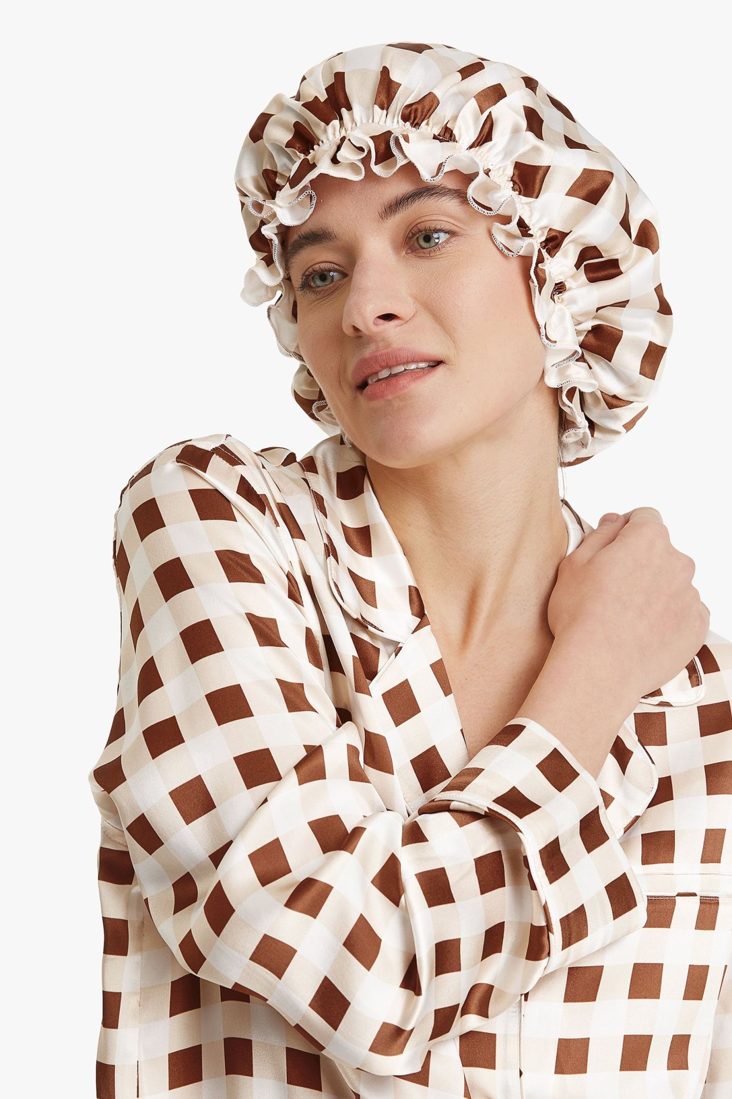 #color_Caramel Beige White Check