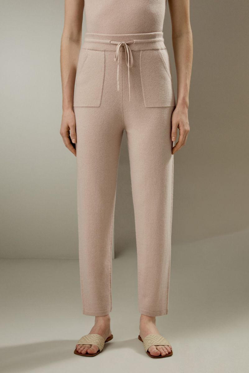 Pegged Cashmere Pants with Drawstrings