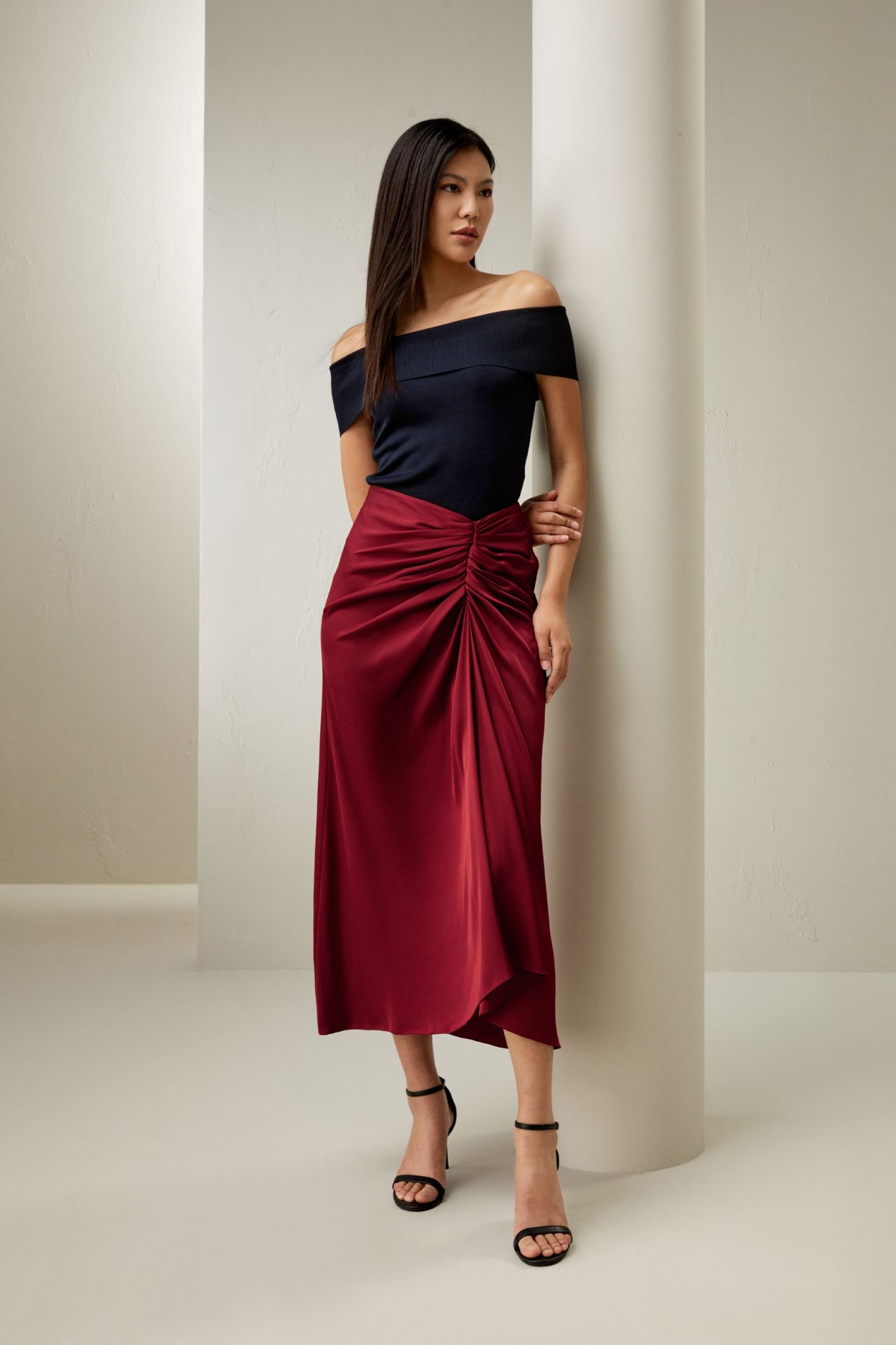 Off-Shoulder Silk Top