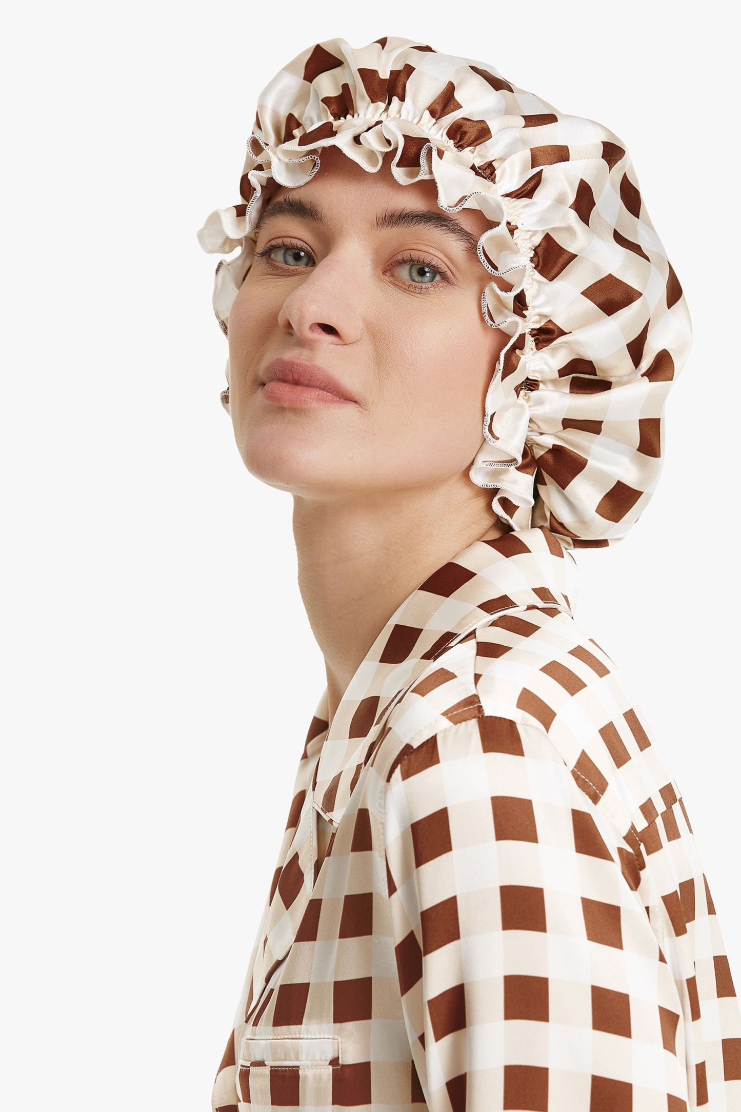 #color_Caramel Beige White Check