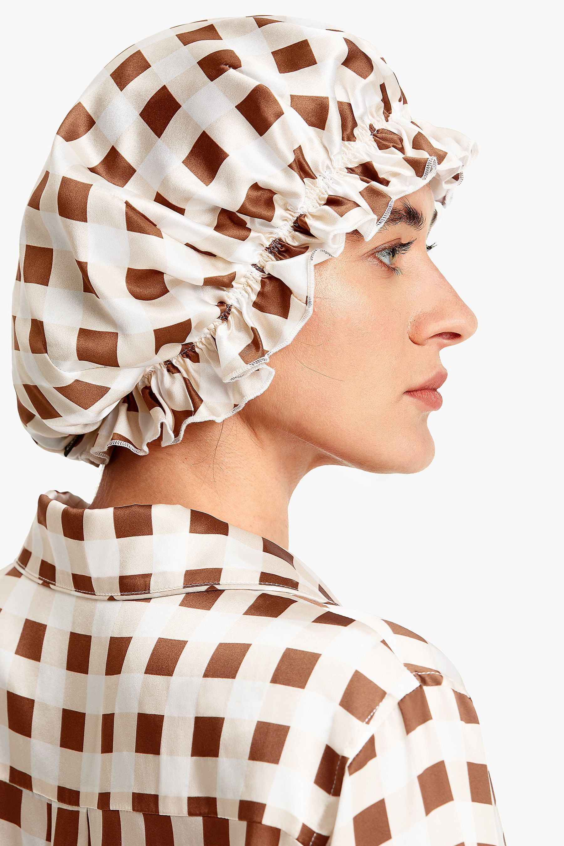 #color_Caramel Beige White Check