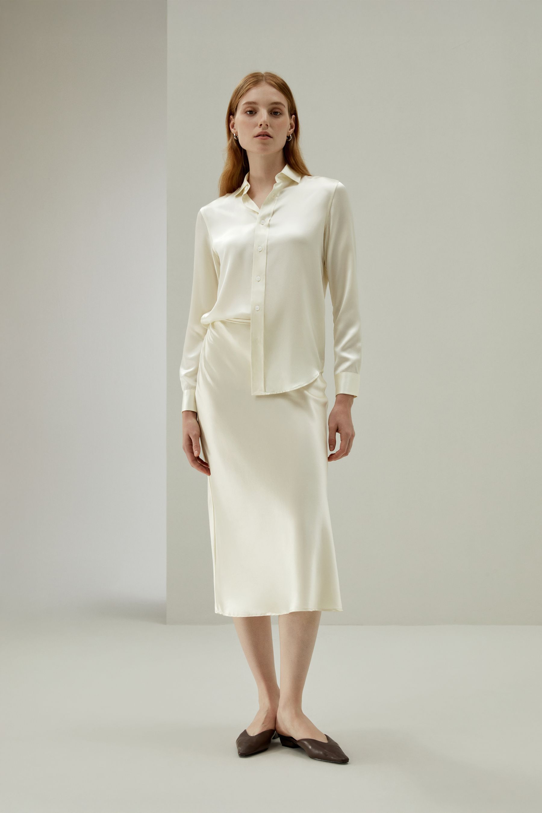 Minimalist Aesthetic Silk Poppy Skirt