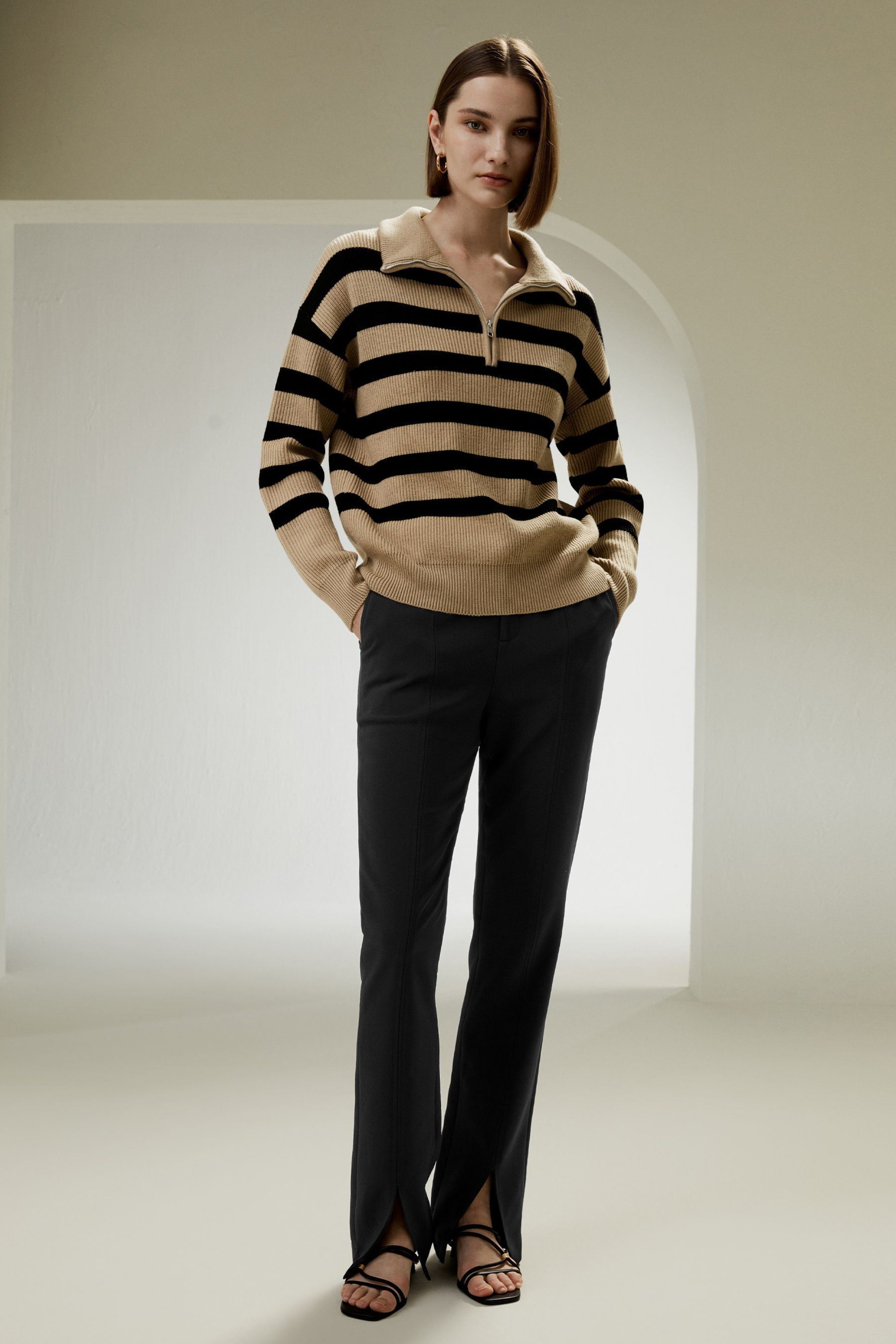 Collared Quarter-Zip Wool Sweater