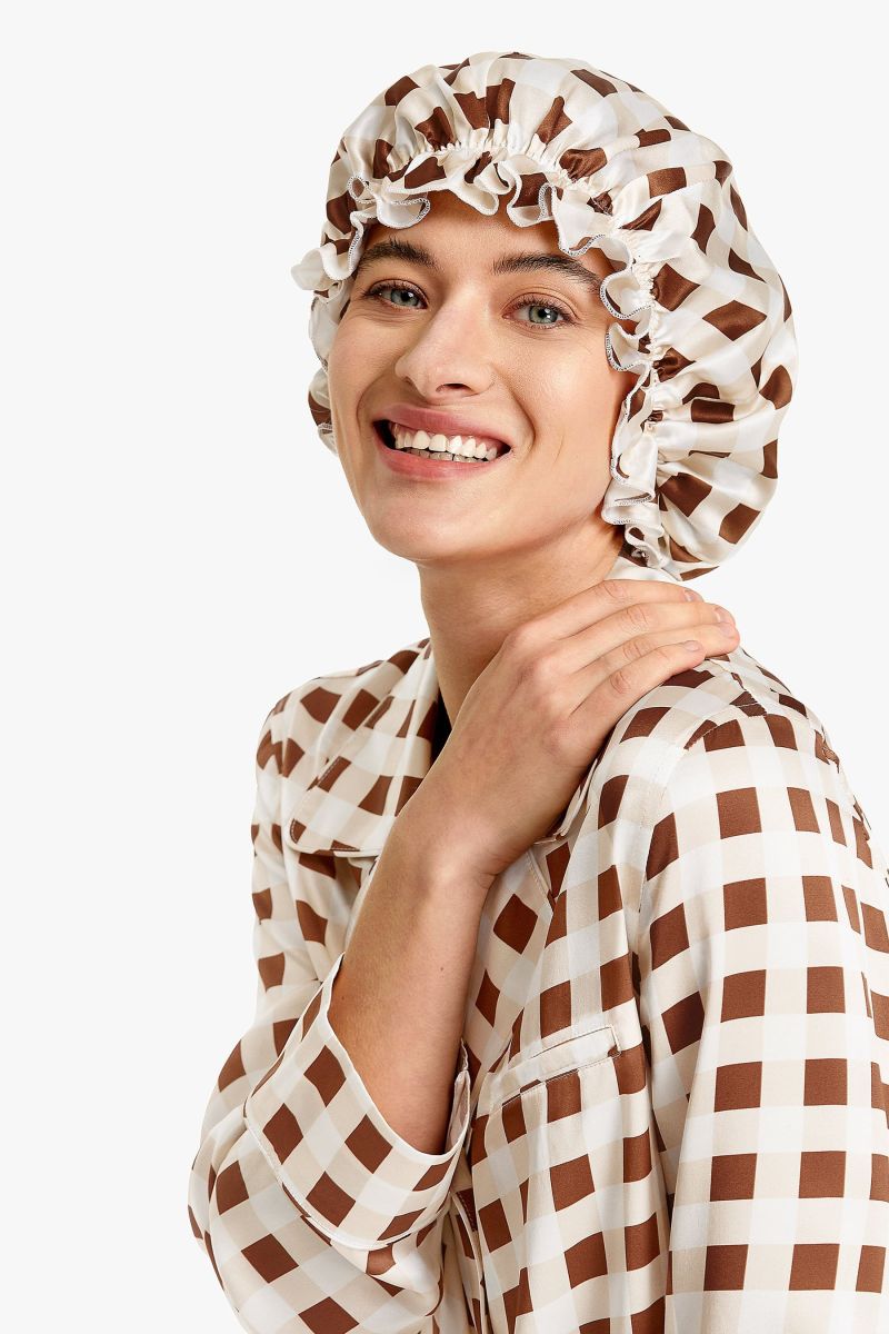 #color_Caramel Beige White Check