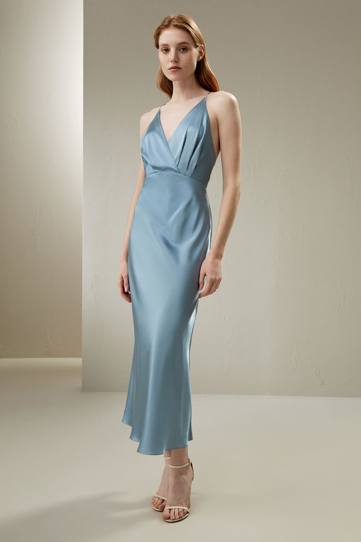 Back Tie Silk Maxi Dress