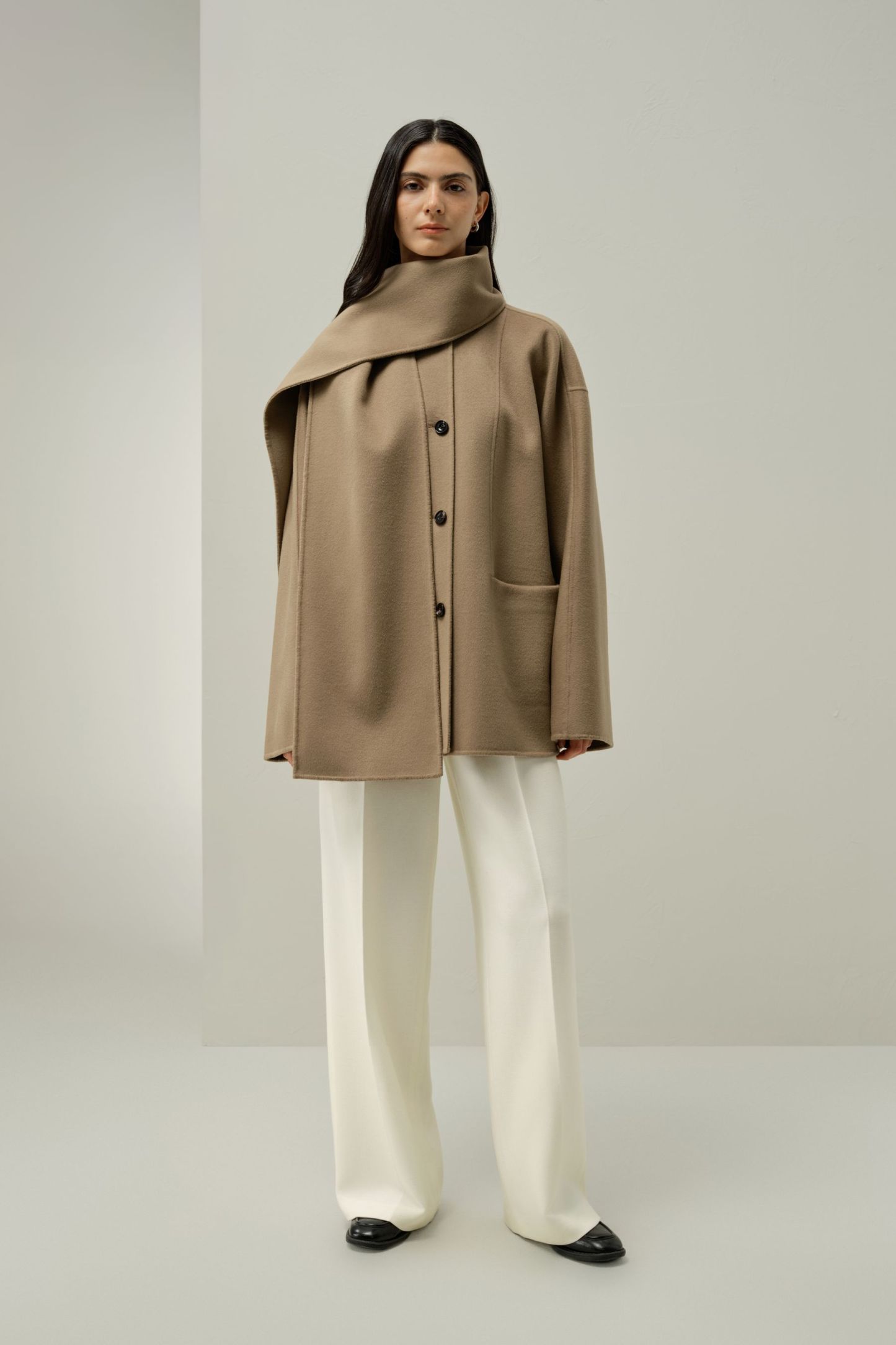 Double-Faced Silk Wool Blend Coat