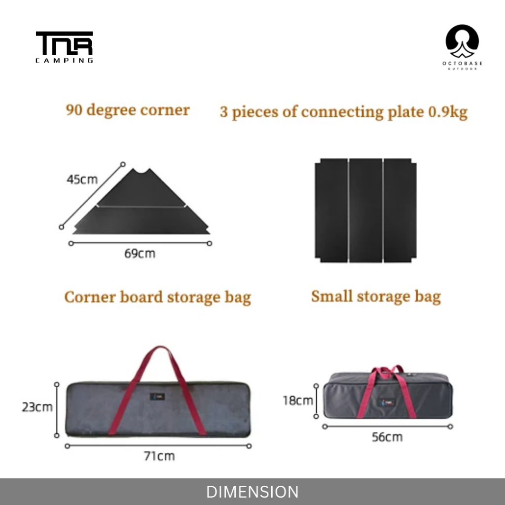 TNR CAMPING - ALUMINIUM COMBINATION MODULAR TABLE  LAMP POLE SIDE HANGER CONNECTOR BLACK LIGH