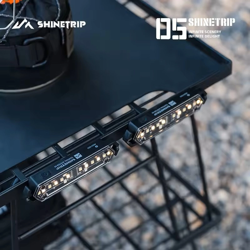 SHINETRIP 05 Series Wind Rope Warning Light attached to tent rope at night